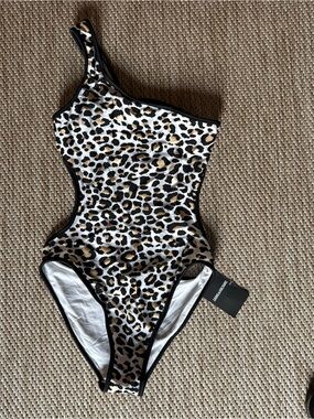 Zadig & Voltaire Black, White & Gold Cheetah Print Swimsuit